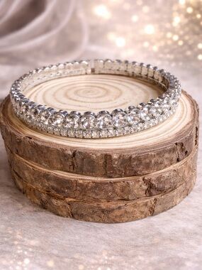paparazzi Silver Double-Row Crystal Bracelet